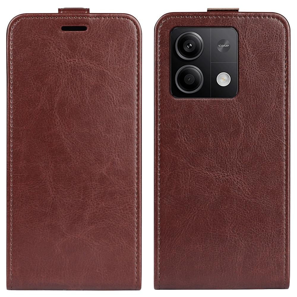 For Xiaomi Redmi Note 13 5G (China) Case Anti-Dust Phone Shell PU Leather Cover with Card Slot - Brown