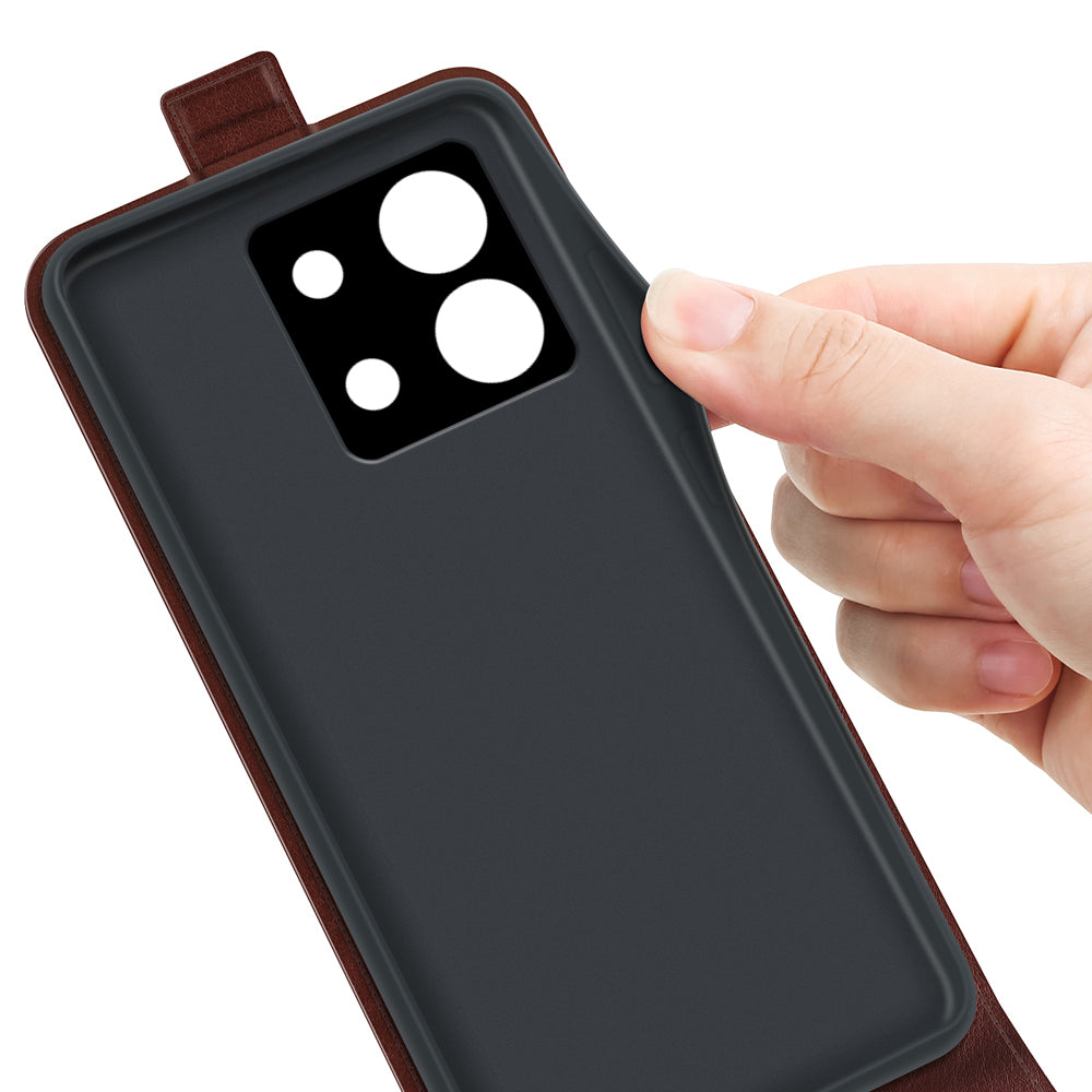 For Xiaomi Redmi Note 13 5G (China) Case Anti-Dust Phone Shell PU Leather Cover with Card Slot - Brown