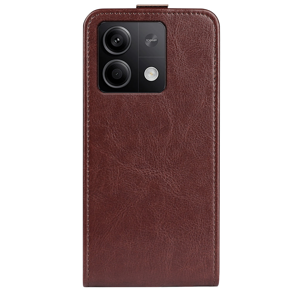 For Xiaomi Redmi Note 13 5G (China) Case Anti-Dust Phone Shell PU Leather Cover with Card Slot - Brown