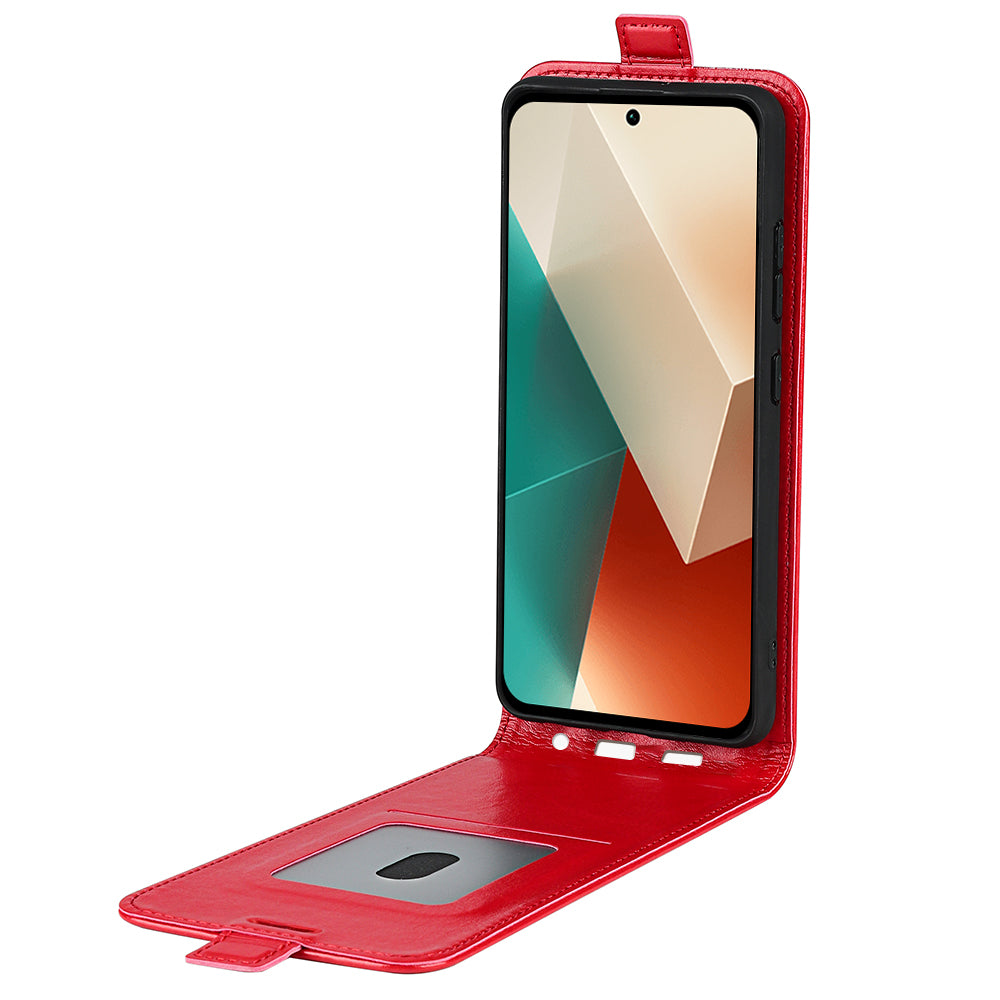 For Xiaomi Redmi Note 13 5G (China) Case Anti-Dust Phone Shell PU Leather Cover with Card Slot - Red