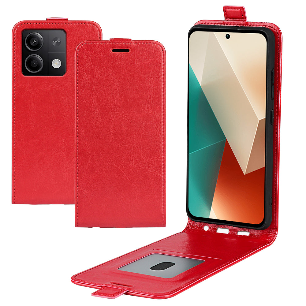 For Xiaomi Redmi Note 13 5G (China) Case Anti-Dust Phone Shell PU Leather Cover with Card Slot - Red