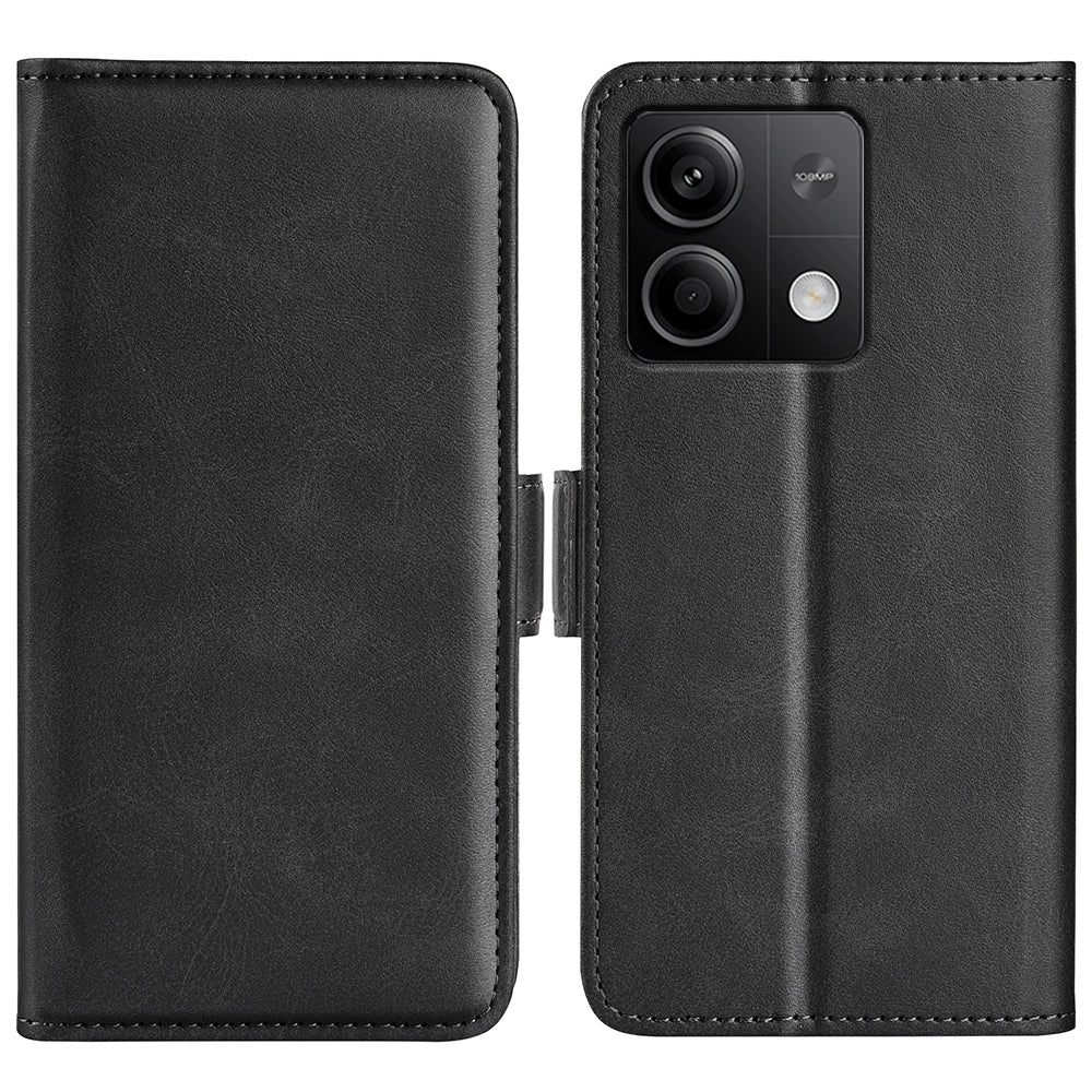 For Xiaomi Redmi Note 13 5G (China) Case Stand Flip Calf Texture Phone Cover PU Leather Wallet Phone Shell - Black