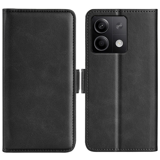 For Xiaomi Redmi Note 13 5G (China) Case Stand Flip Calf Texture Phone Cover PU Leather Wallet Phone Shell - Black