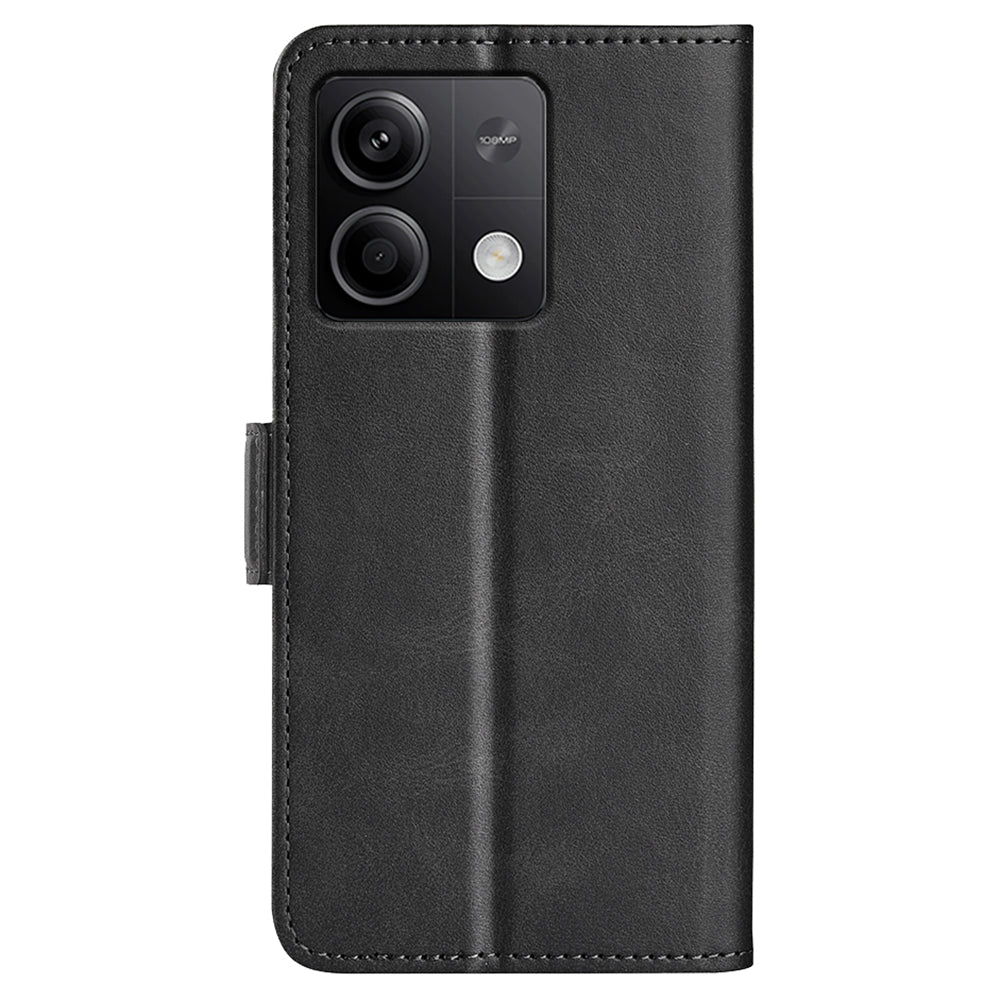 For Xiaomi Redmi Note 13 5G (China) Case Stand Flip Calf Texture Phone Cover PU Leather Wallet Phone Shell - Black