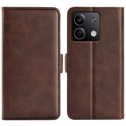 For Xiaomi Redmi Note 13 5G (China) Case Stand Flip Calf Texture Phone Cover PU Leather Wallet Phone Shell - Brown