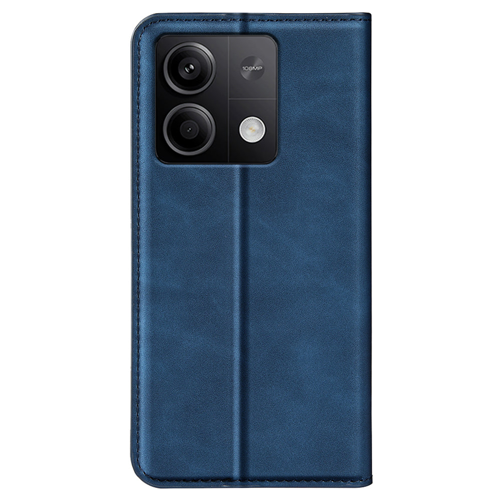 For Xiaomi Redmi Note 13 5G (China) Cell Phone Case PU Leather Wallet Stand Phone Shell with Skin-touch Feeling - Blue