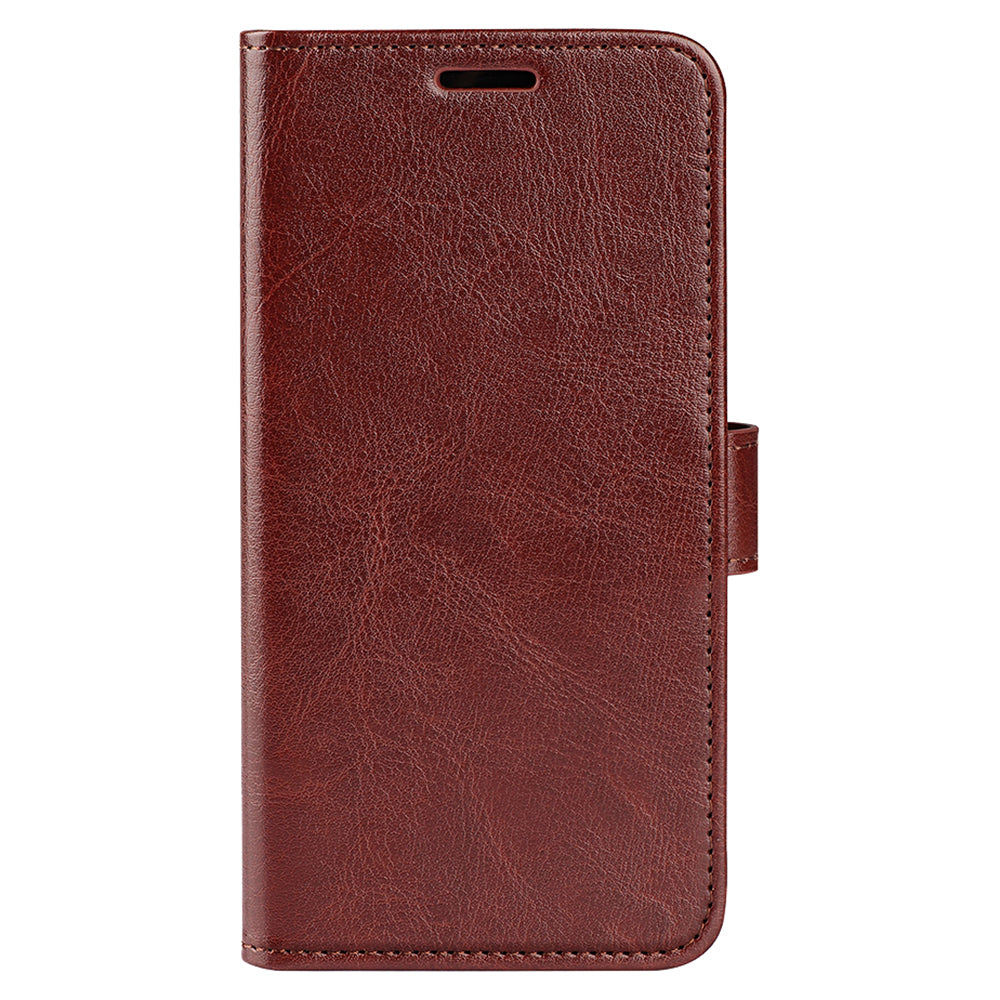For Xiaomi Redmi Note 13 5G (China) Case Leather Phone Cover Crazy Horse Texture Stand Wallet - Brown