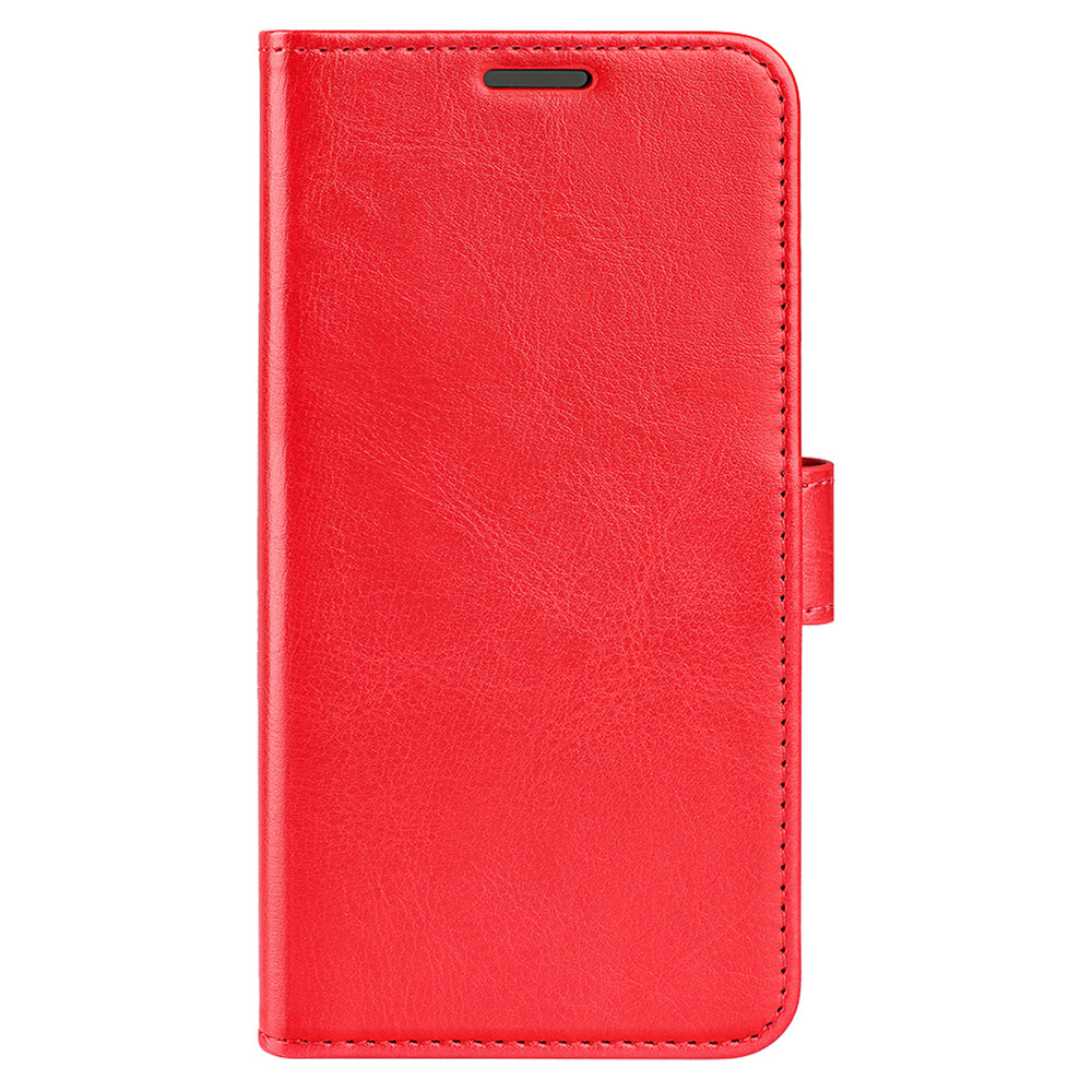 For Xiaomi Redmi Note 13 5G (China) Case Leather Phone Cover Crazy Horse Texture Stand Wallet - Red
