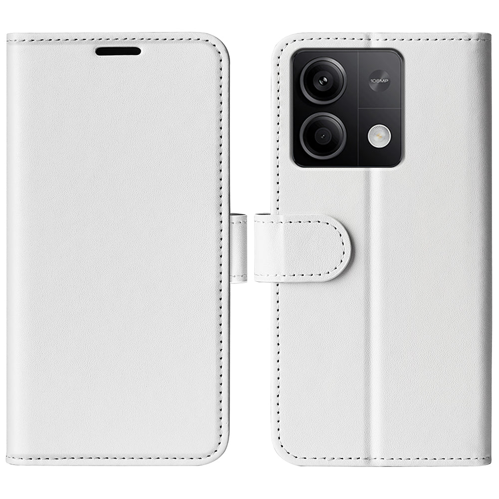 For Xiaomi Redmi Note 13 5G (China) Case Leather Phone Cover Crazy Horse Texture Stand Wallet - White