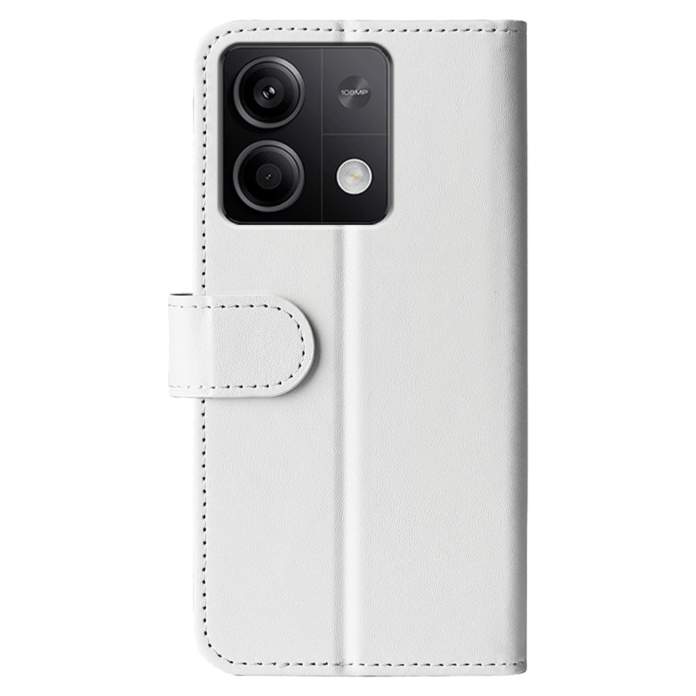 For Xiaomi Redmi Note 13 5G (China) Case Leather Phone Cover Crazy Horse Texture Stand Wallet - White