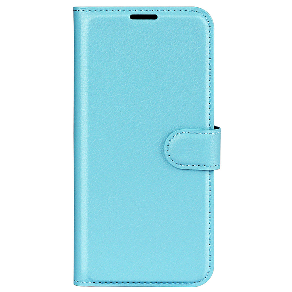 For Xiaomi Redmi Note 13 5G (China) Case Litchi Texture Leather Stand Cover Slim-Fit Wallet Phone Shell - Blue