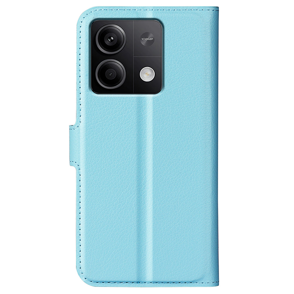 For Xiaomi Redmi Note 13 5G (China) Case Litchi Texture Leather Stand Cover Slim-Fit Wallet Phone Shell - Blue
