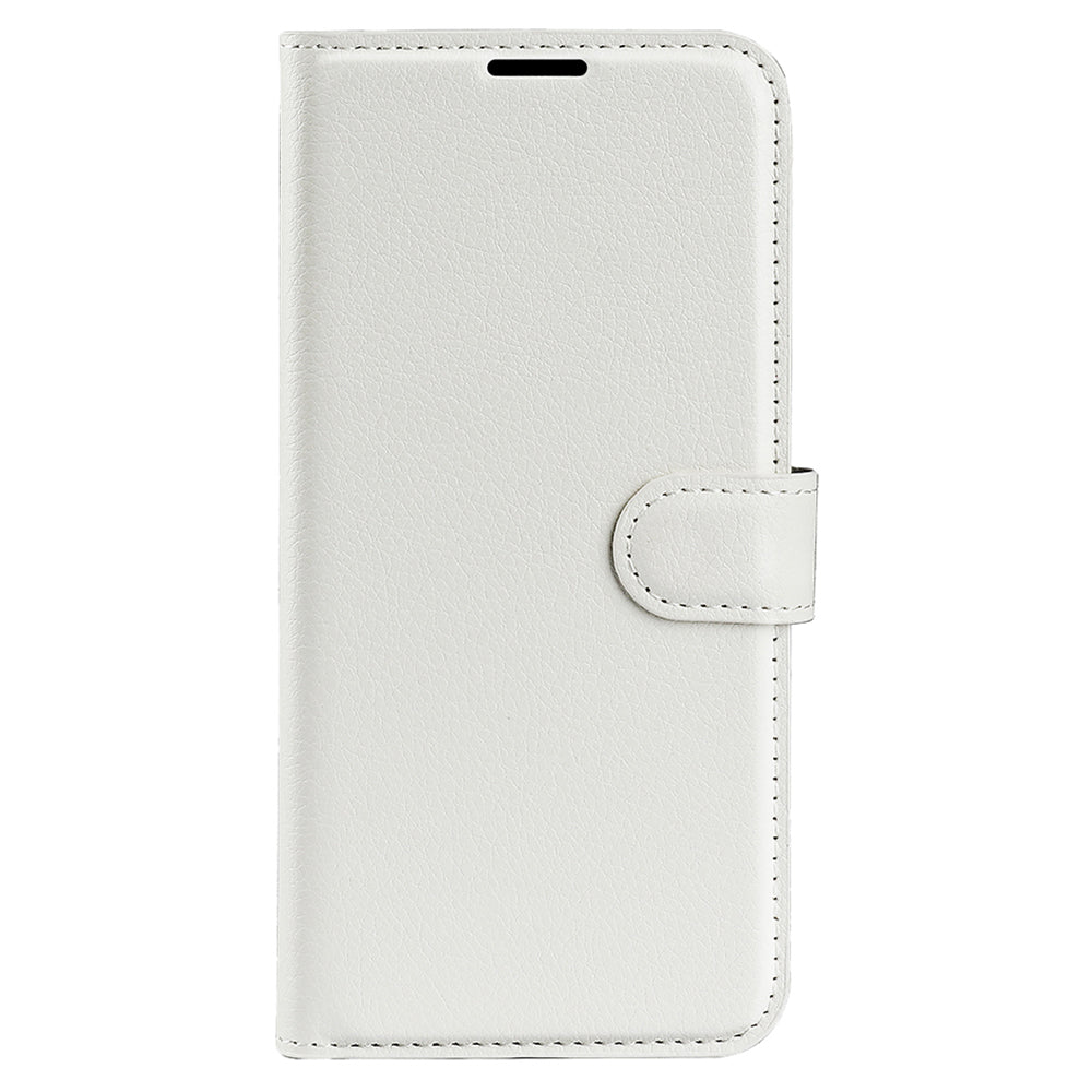 For Xiaomi Redmi Note 13 5G (China) Case Litchi Texture Leather Stand Cover Slim-Fit Wallet Phone Shell - White