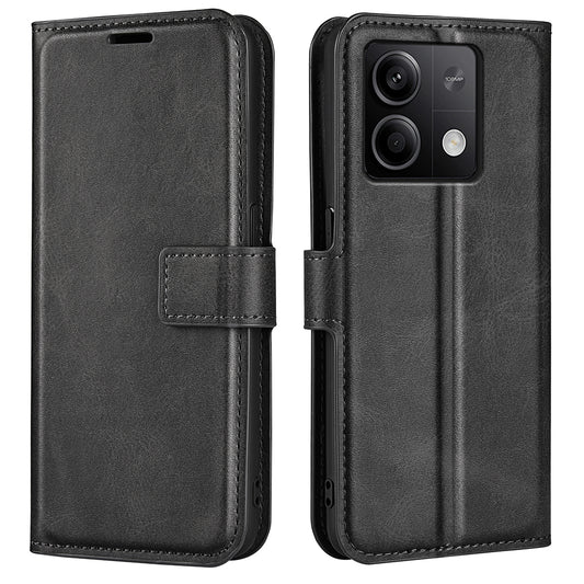 Phone Cover for Xiaomi Redmi Note 13 5G (China) Case Stand PU Leather Calf Texture Phone Shell Wallet - Black