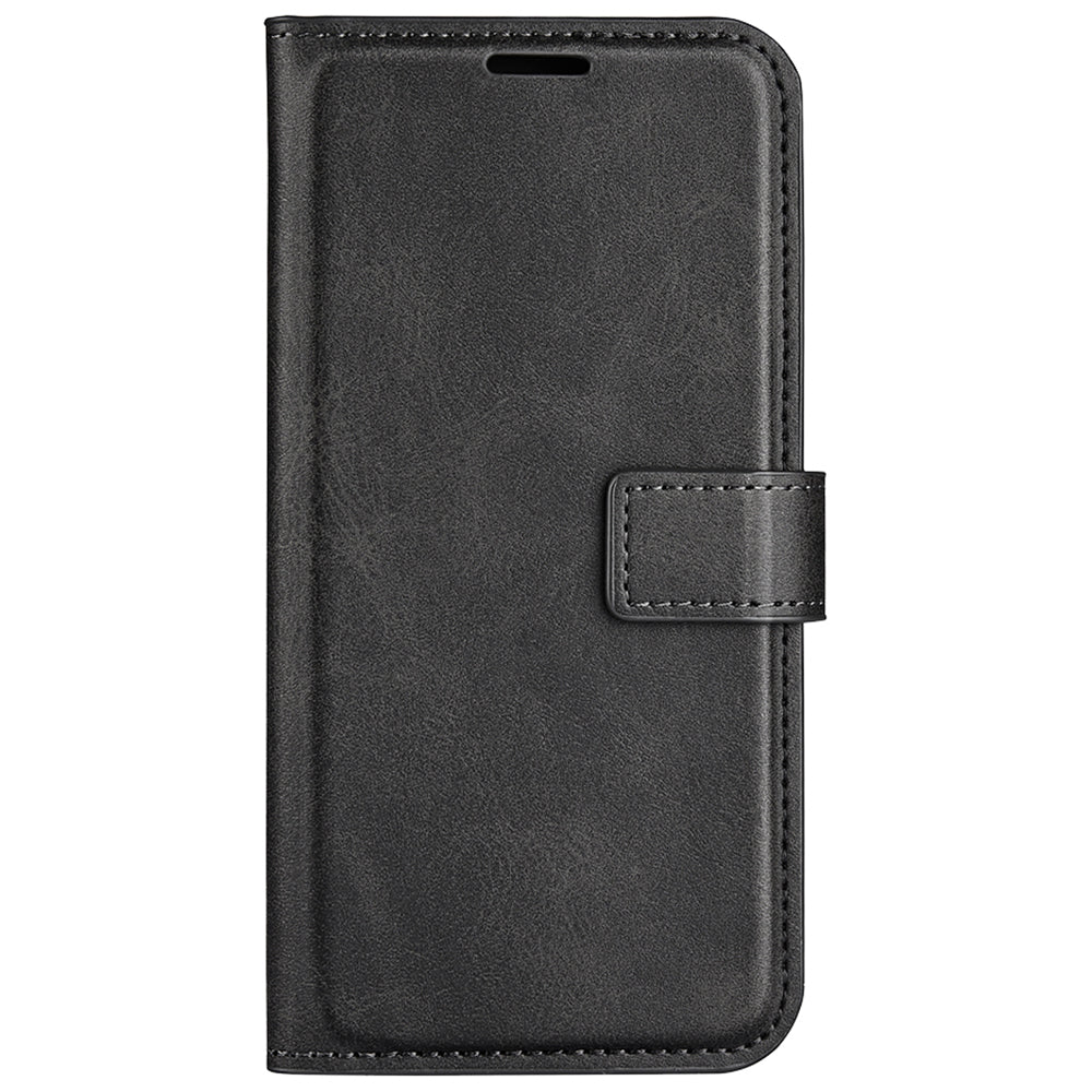 Phone Cover for Xiaomi Redmi Note 13 5G (China) Case Stand PU Leather Calf Texture Phone Shell Wallet - Black