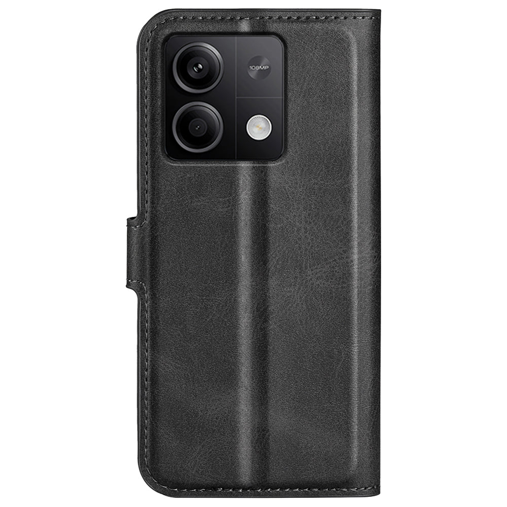 Phone Cover for Xiaomi Redmi Note 13 5G (China) Case Stand PU Leather Calf Texture Phone Shell Wallet - Black