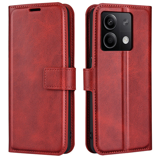 Phone Cover for Xiaomi Redmi Note 13 5G (China) Case Stand PU Leather Calf Texture Phone Shell Wallet - Red