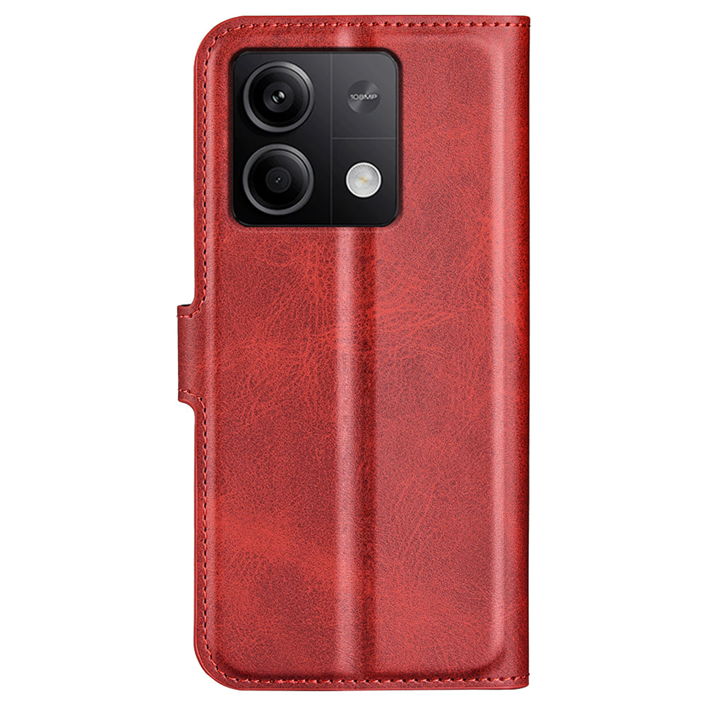 Phone Cover for Xiaomi Redmi Note 13 5G (China) Case Stand PU Leather Calf Texture Phone Shell Wallet - Red