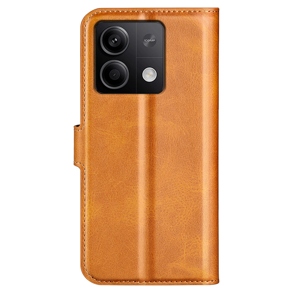Phone Cover for Xiaomi Redmi Note 13 5G (China) Case Stand PU Leather Calf Texture Phone Shell Wallet - Yellow