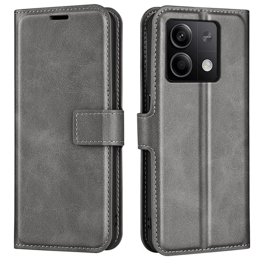 Phone Cover for Xiaomi Redmi Note 13 5G (China) Case Stand PU Leather Calf Texture Phone Shell Wallet - Grey