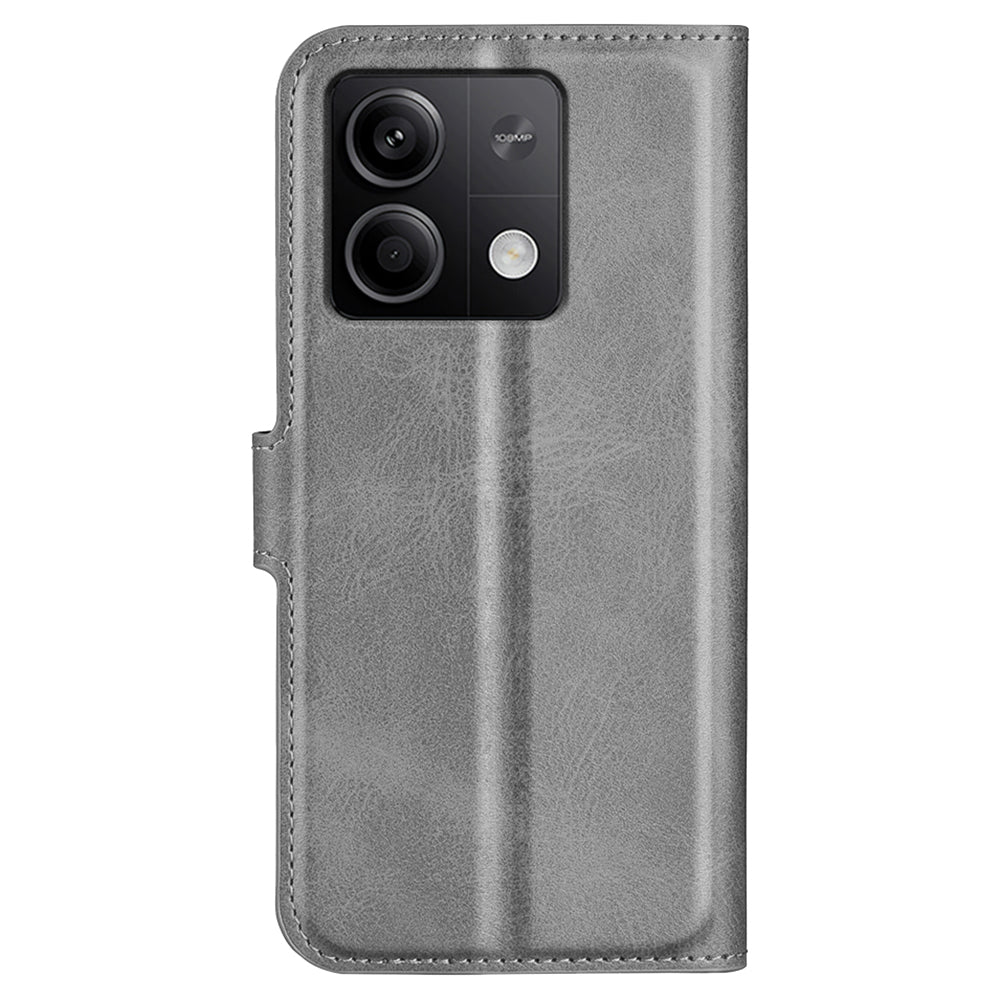 Phone Cover for Xiaomi Redmi Note 13 5G (China) Case Stand PU Leather Calf Texture Phone Shell Wallet - Grey