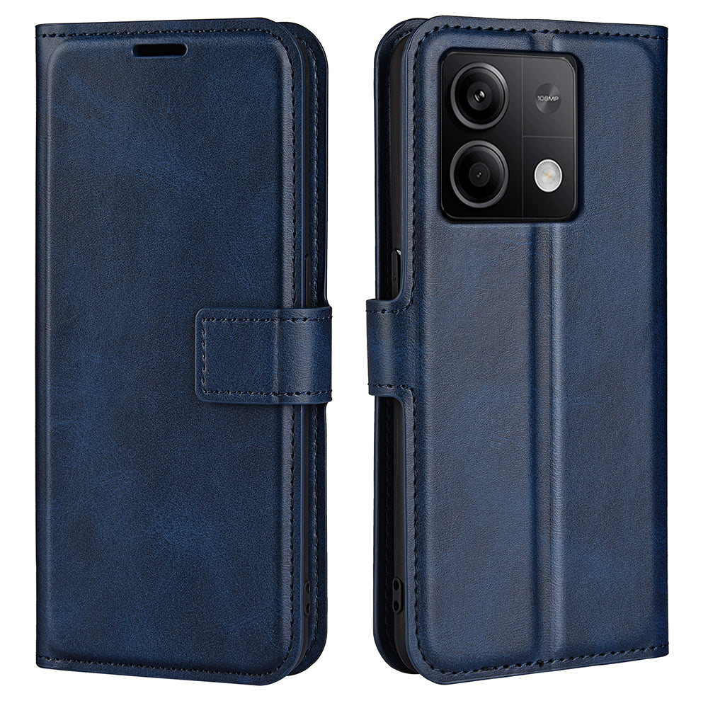 Phone Cover for Xiaomi Redmi Note 13 5G (China) Case Stand PU Leather Calf Texture Phone Shell Wallet - Blue