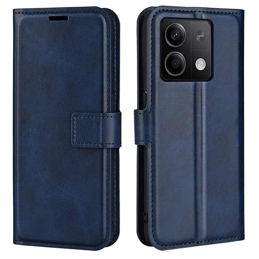 Phone Cover for Xiaomi Redmi Note 13 5G (China) Case Stand PU Leather Calf Texture Phone Shell Wallet - Blue