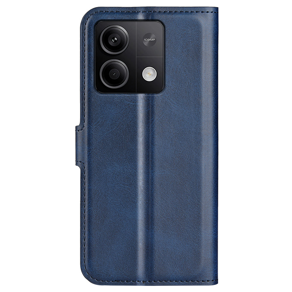 Phone Cover for Xiaomi Redmi Note 13 5G (China) Case Stand PU Leather Calf Texture Phone Shell Wallet - Blue