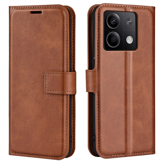 Phone Cover for Xiaomi Redmi Note 13 5G (China) Case Stand PU Leather Calf Texture Phone Shell Wallet - Light Brown