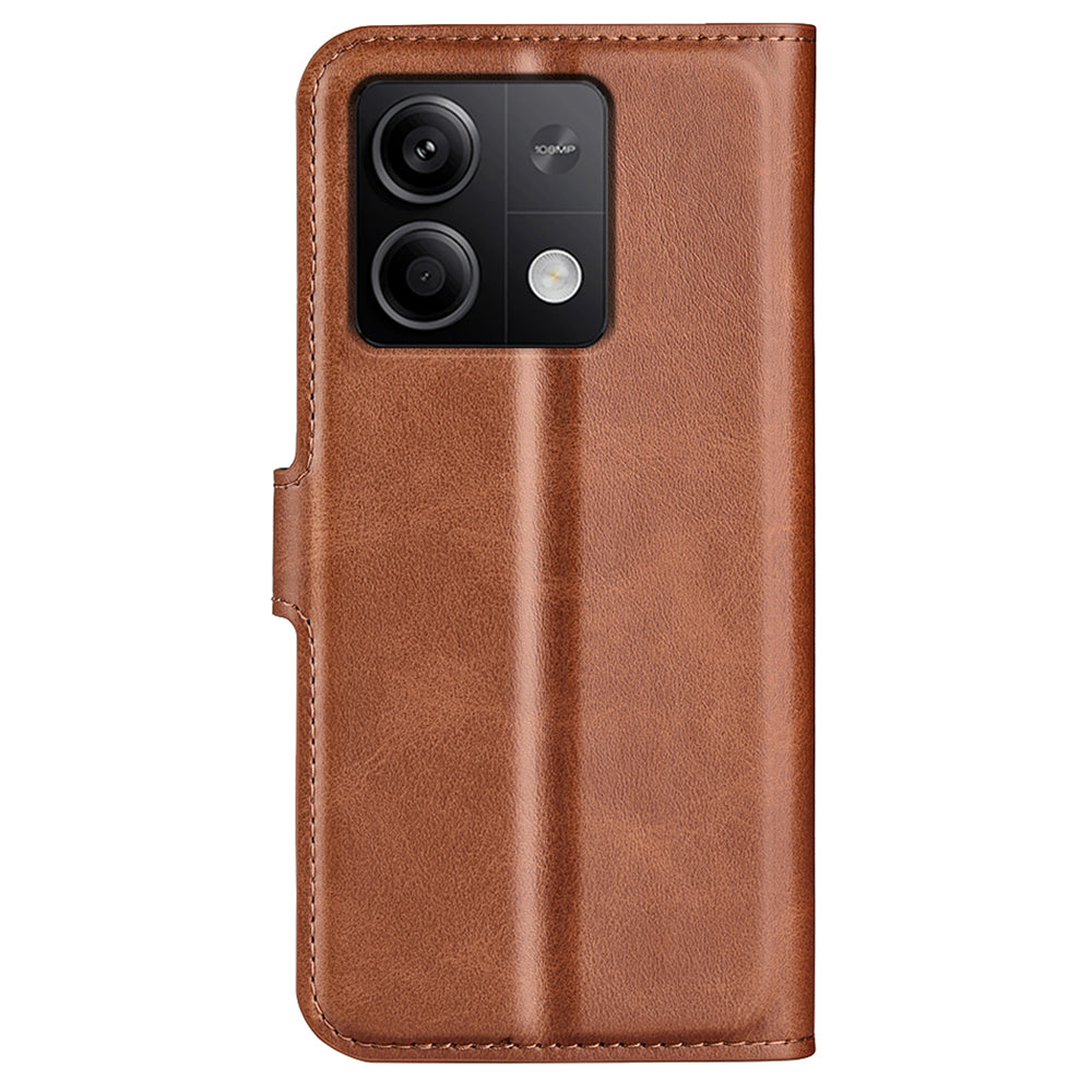 Phone Cover for Xiaomi Redmi Note 13 5G (China) Case Stand PU Leather Calf Texture Phone Shell Wallet - Light Brown
