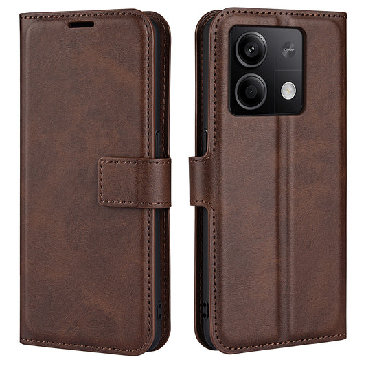 Phone Cover for Xiaomi Redmi Note 13 5G (China) Case Stand PU Leather Calf Texture Phone Shell Wallet - Brown