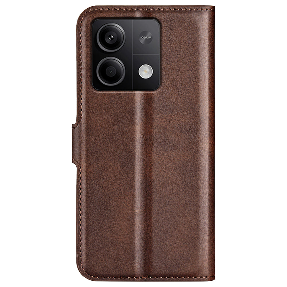 Phone Cover for Xiaomi Redmi Note 13 5G (China) Case Stand PU Leather Calf Texture Phone Shell Wallet - Brown