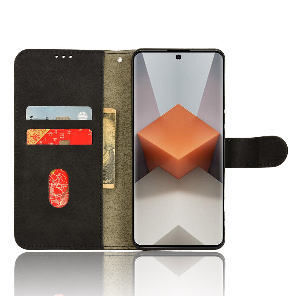 For Xiaomi Redmi Note 13 Pro+ 5G Case Skin-touch Leather Phone Cover - Black