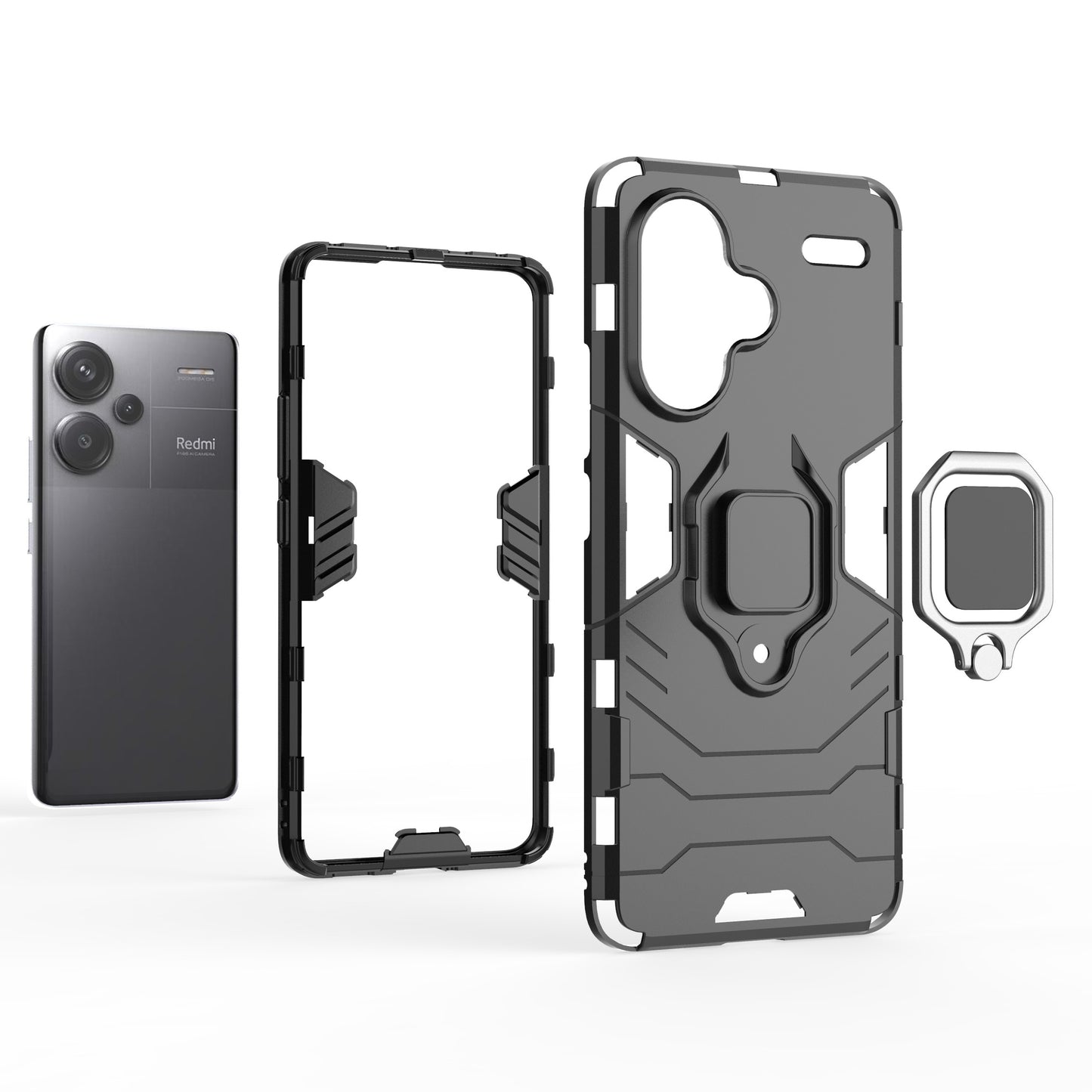 For Xiaomi Redmi Note 13 Pro+ 5G Case Ring Holder Kickstand Phone Back Cover - Red