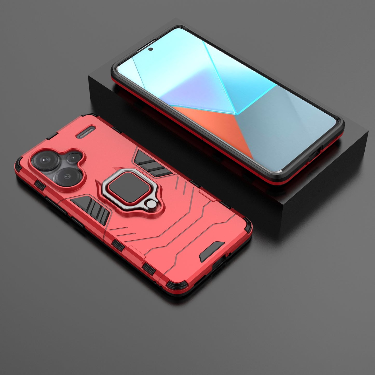 For Xiaomi Redmi Note 13 Pro+ 5G Case Ring Holder Kickstand Phone Back Cover - Red