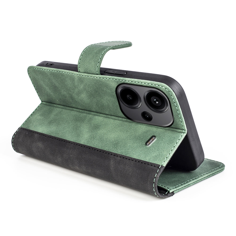 For Xiaomi Redmi Note 13 Pro+ 5G Case Folio Flip PU Leather Wallet Phone Cover - Green