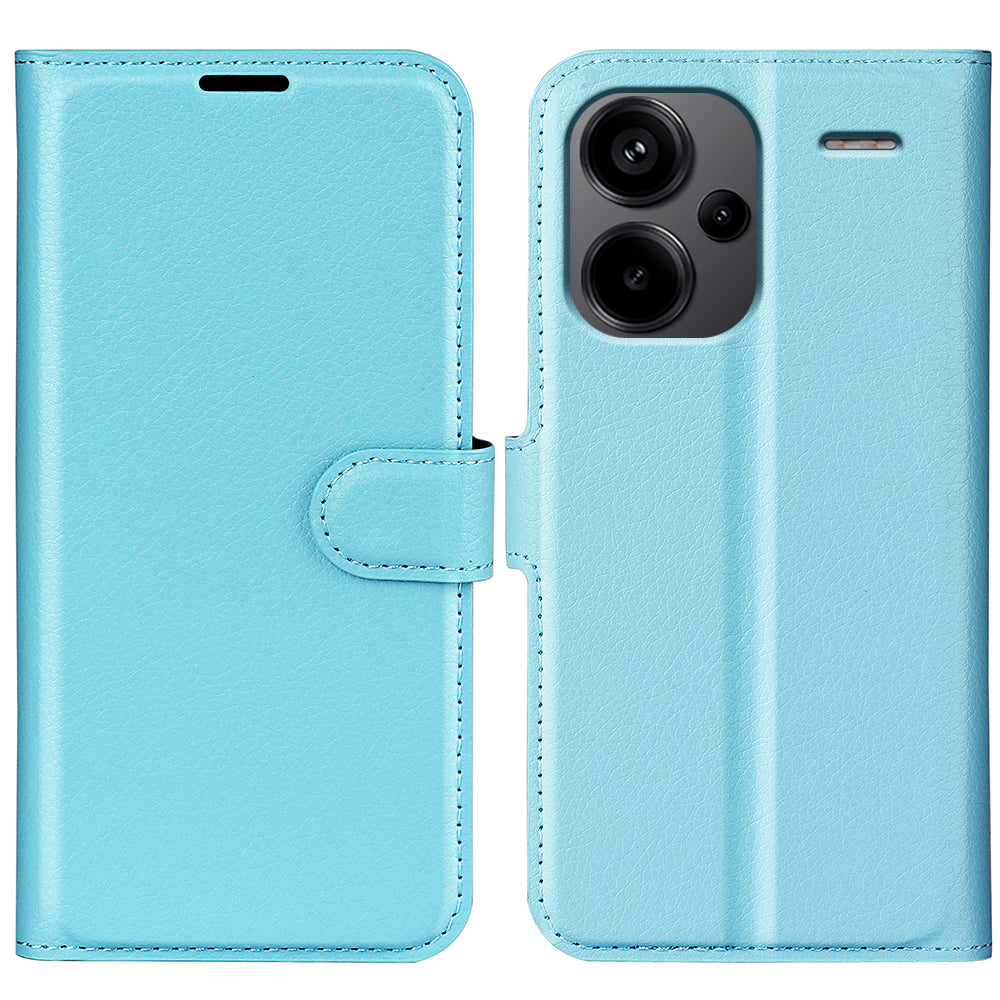 For Xiaomi Redmi Note 13 Pro+ 5G Case Litchi Texture Wallet Stand Leather Phone Shell - Blue