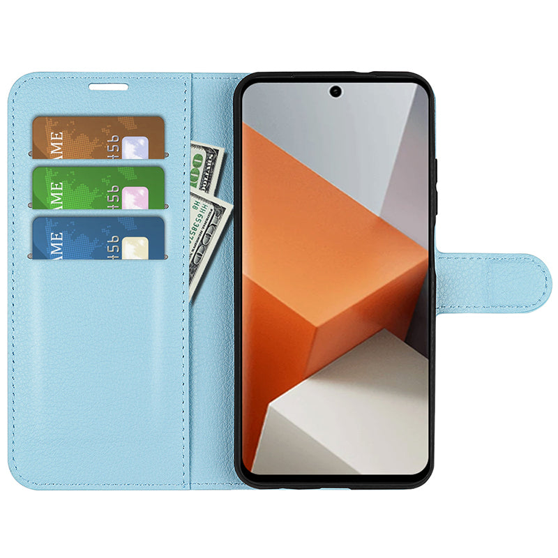For Xiaomi Redmi Note 13 Pro+ 5G Case Litchi Texture Wallet Stand Leather Phone Shell - Blue