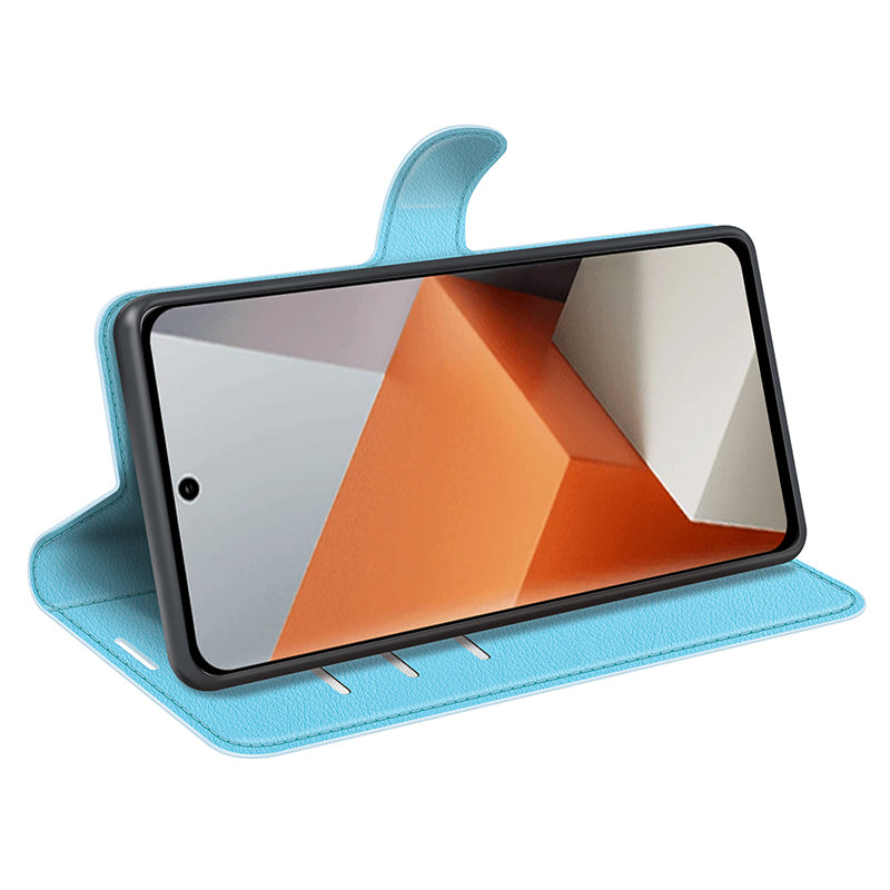 For Xiaomi Redmi Note 13 Pro+ 5G Case Litchi Texture Wallet Stand Leather Phone Shell - Blue