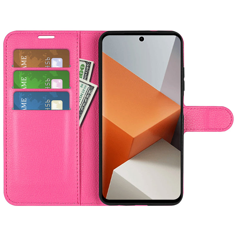 For Xiaomi Redmi Note 13 Pro+ 5G Case Litchi Texture Wallet Stand Leather Phone Shell - Rose