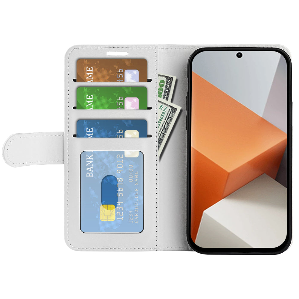 For Xiaomi Redmi Note 13 Pro+ 5G Case PU Leather Magnetic Clasp Phone Cover - White