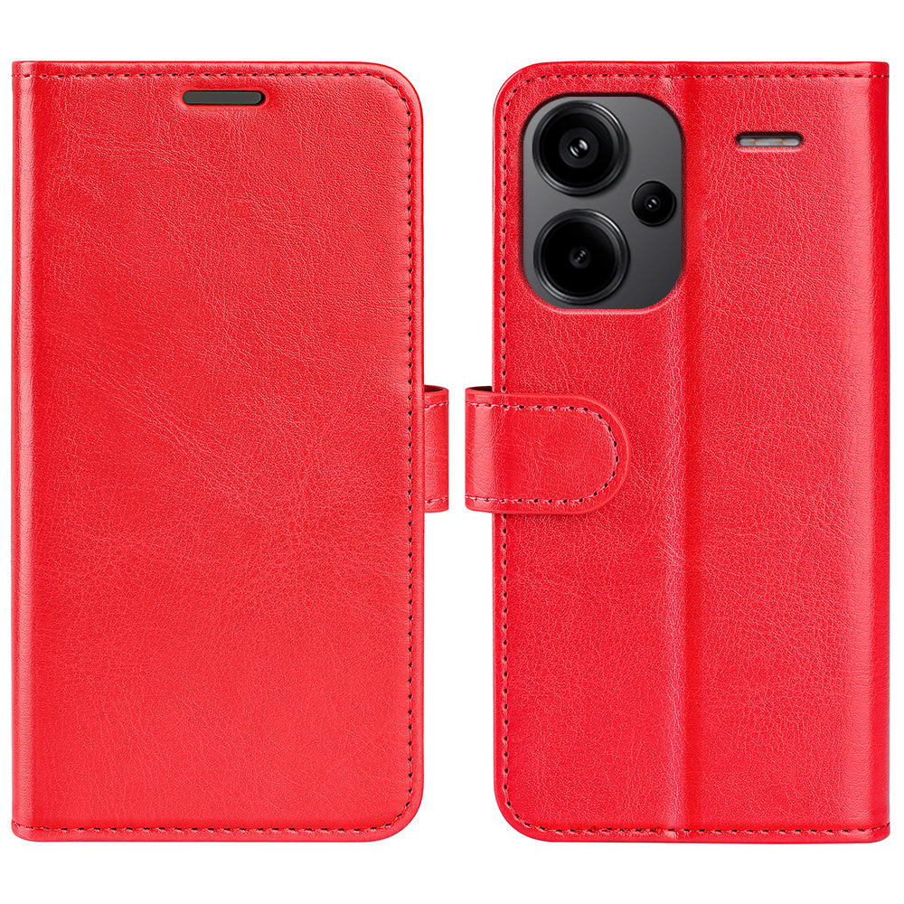 For Xiaomi Redmi Note 13 Pro+ 5G Case PU Leather Magnetic Clasp Phone Cover - Red