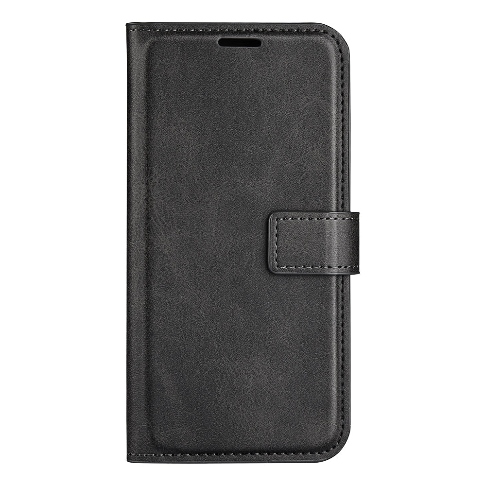 For Xiaomi Redmi Note 13 Pro+ 5G Case PU Leather Calf Texture Phone Stand Cover - Black