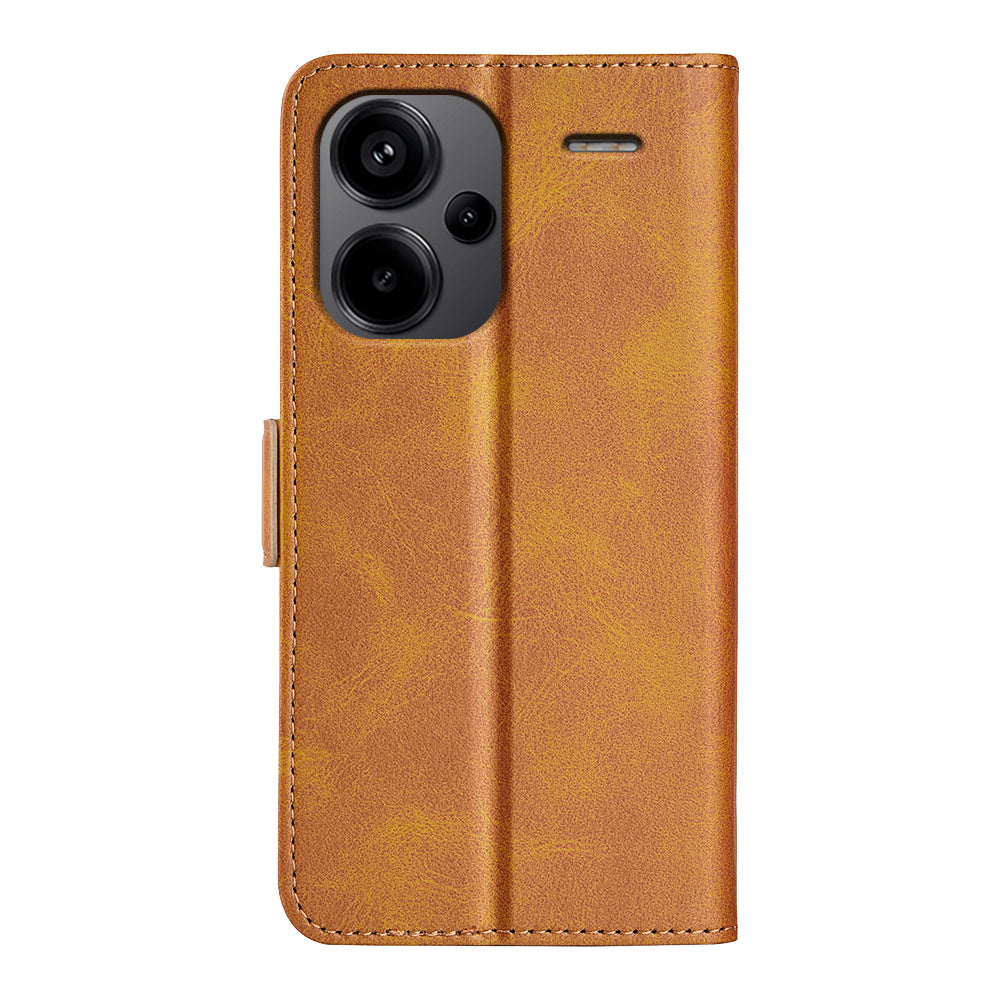 For Xiaomi Redmi Note 13 Pro+ 5G Case Drop Protection Leather Wallet Stand Cellphone Cover - Yellow