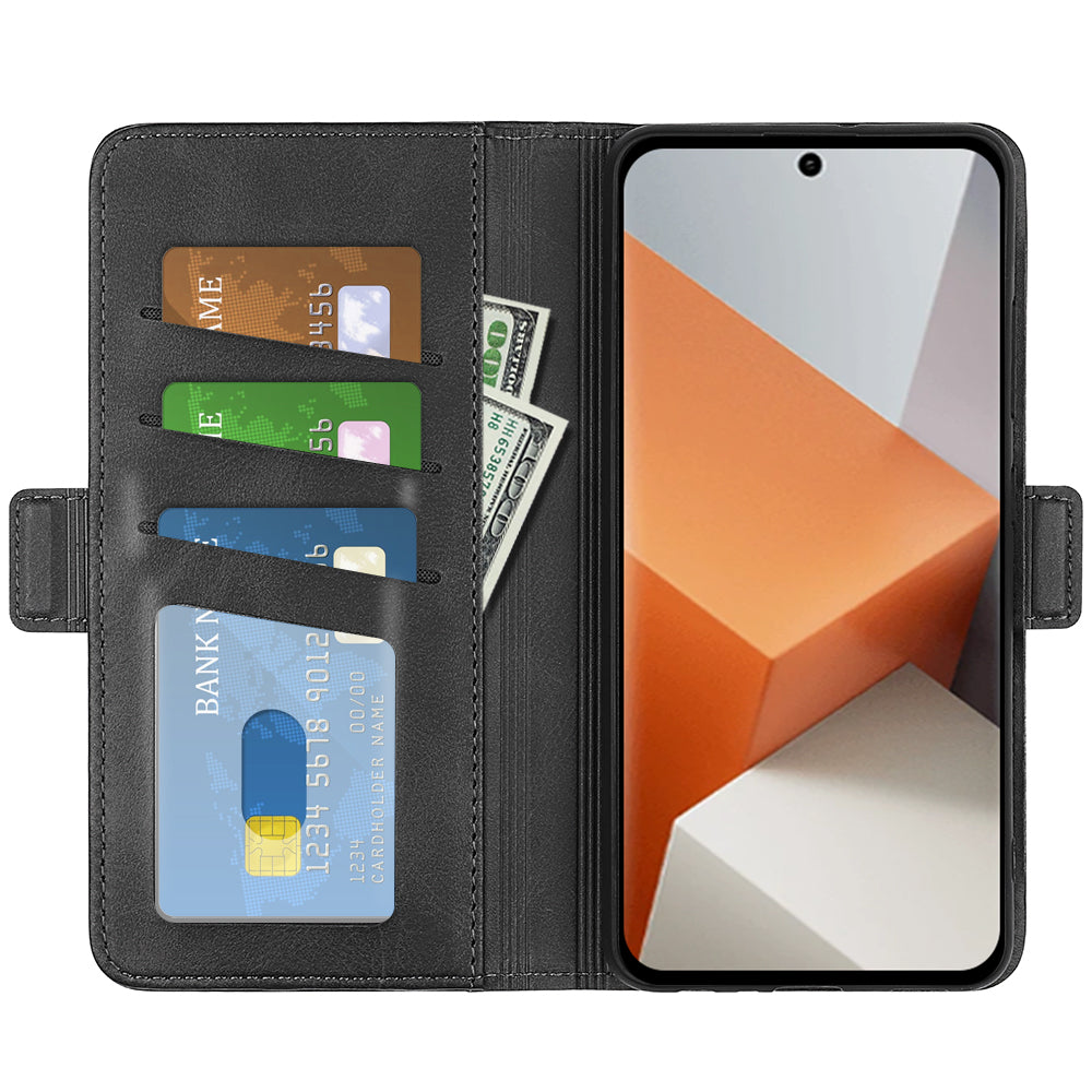 For Xiaomi Redmi Note 13 Pro+ 5G Case Drop Protection Leather Wallet Stand Cellphone Cover - Black