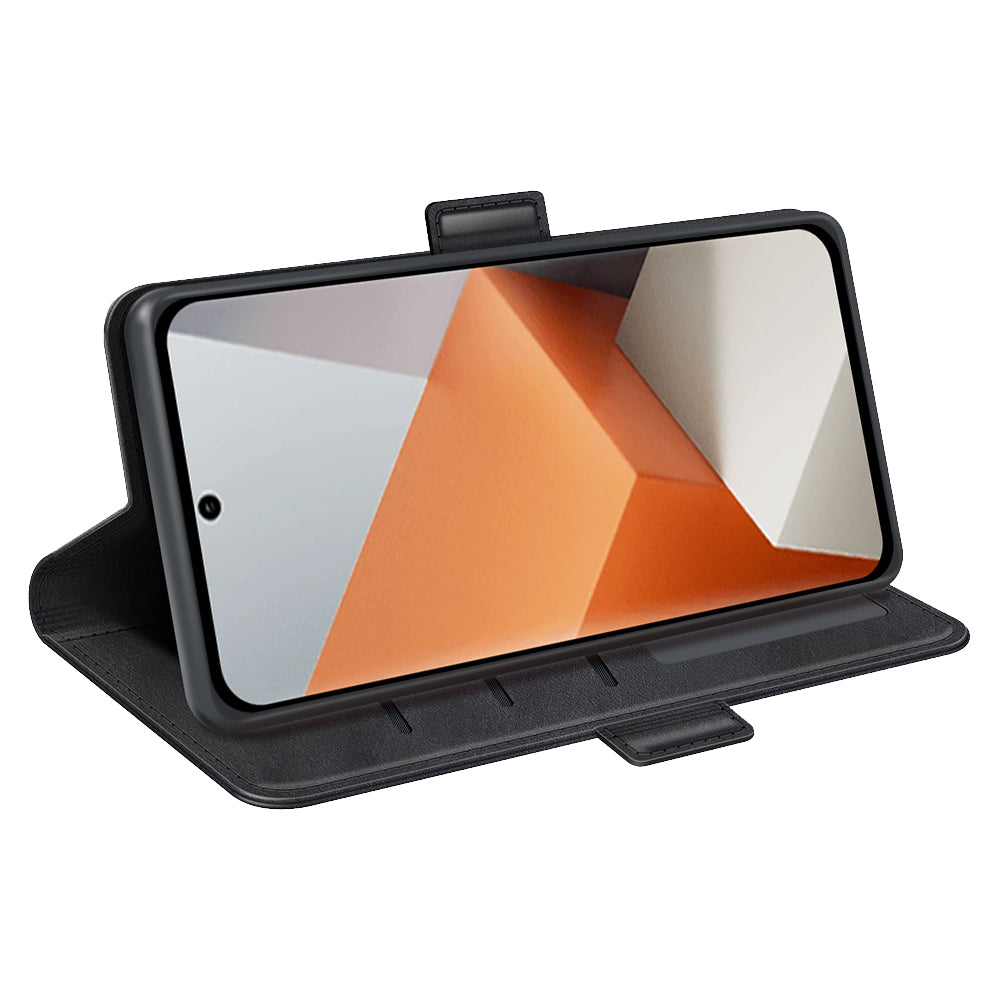 For Xiaomi Redmi Note 13 Pro+ 5G Case Drop Protection Leather Wallet Stand Cellphone Cover - Black