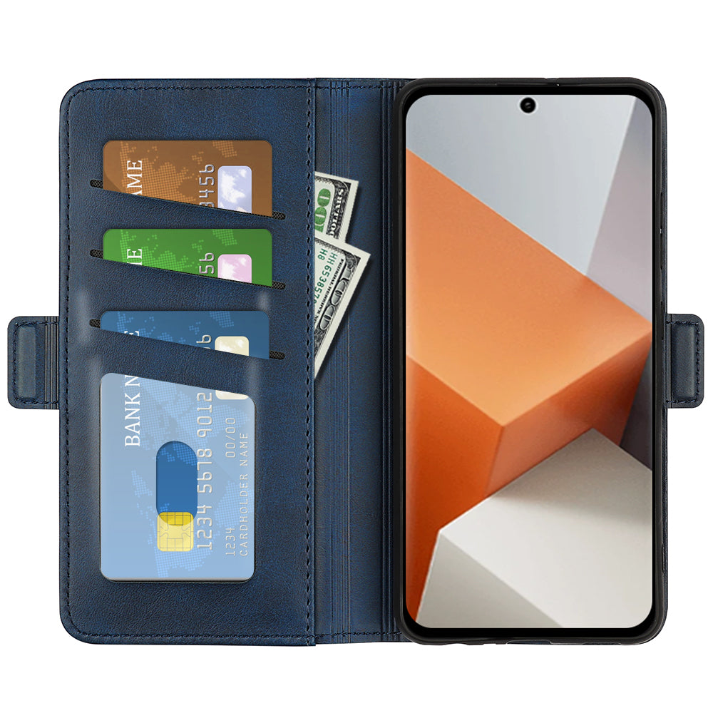For Xiaomi Redmi Note 13 Pro+ 5G Case Drop Protection Leather Wallet Stand Cellphone Cover - Blue