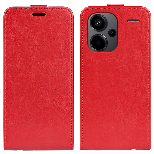 For Xiaomi Redmi Note 13 Pro+ 5G Case Crazy Horse Texture Card Holder Leather Phone Cover - Red