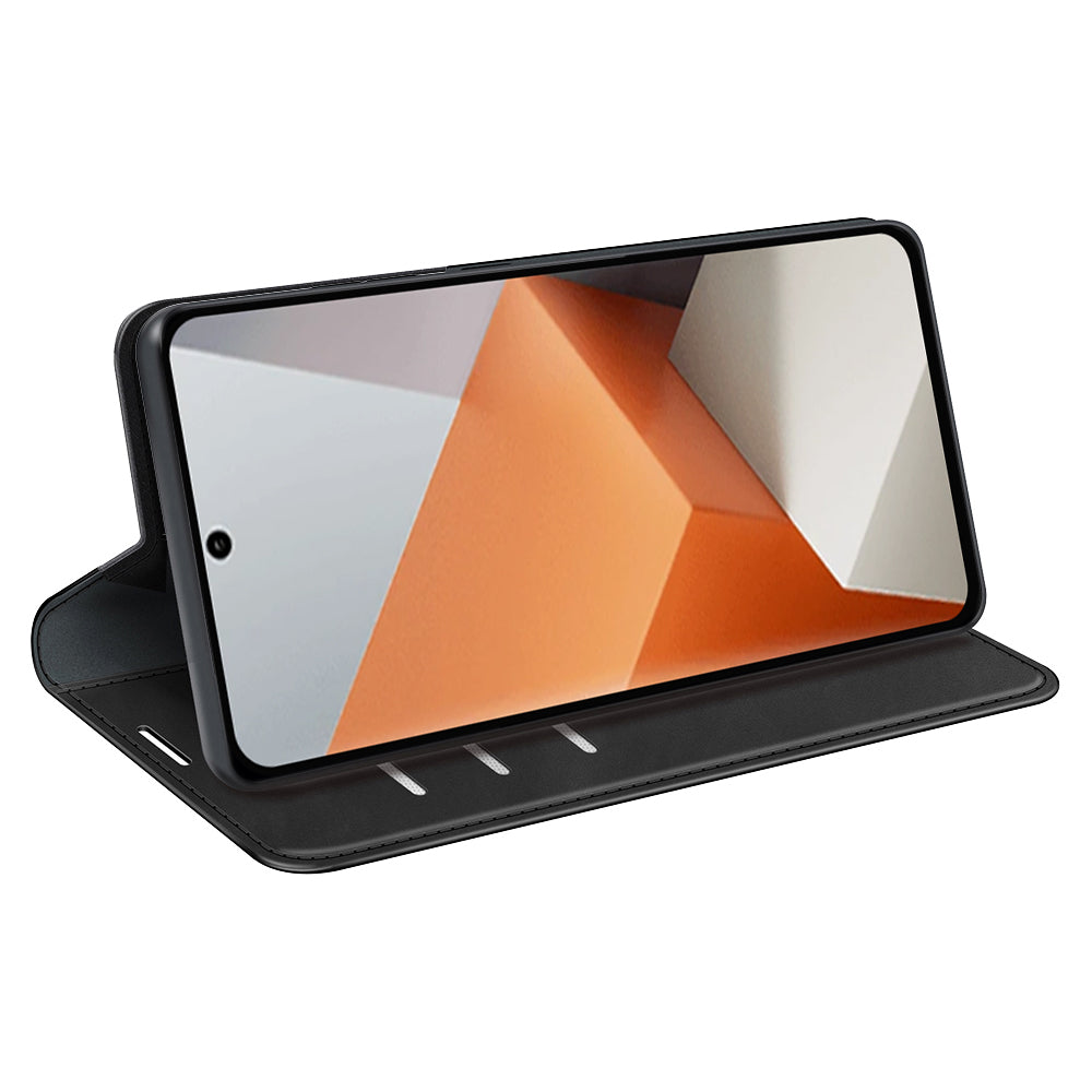 For Xiaomi Redmi Note 13 Pro+ 5G Case PU Leather Skin-touch Phone Wallet Cover - Black