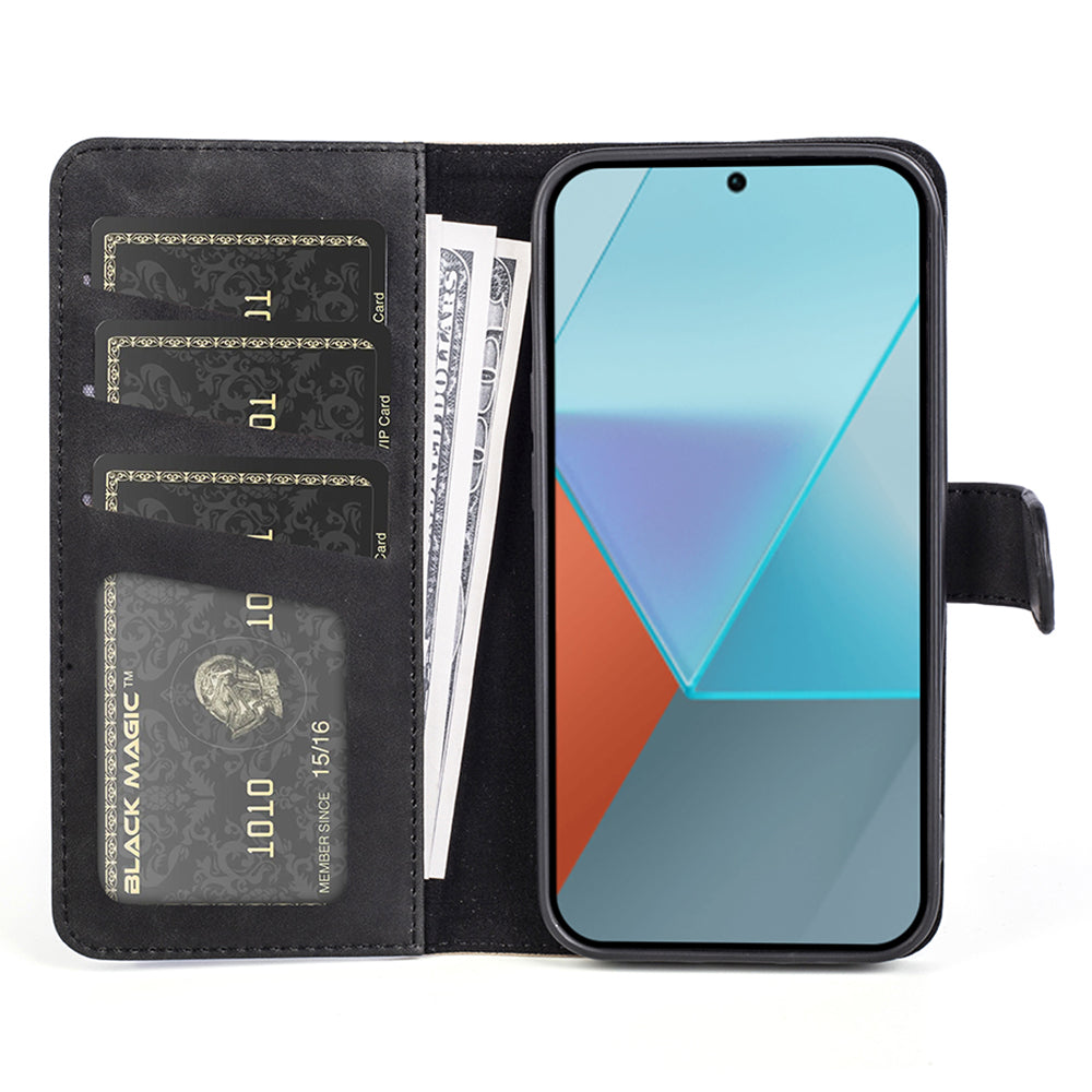 For Xiaomi Redmi Note 13 Pro 5G / Poco X6 5G Case Fully Wrapped PU Leather Wallet Phone Cover - Black